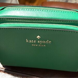 Kate Spade Green Double-Zip Crossbody with Gold Hardware